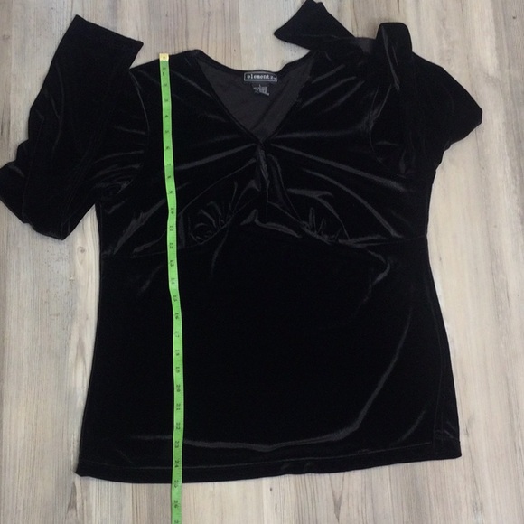 EUC Elementz Long Sleeve Black Velvet Top, L - Picture 7 of 10